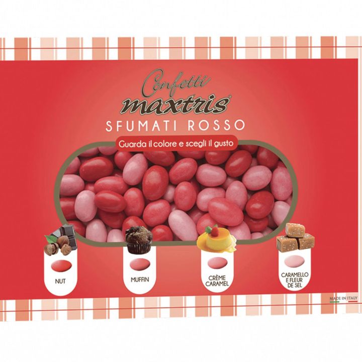Shaded red chocolate dragees
