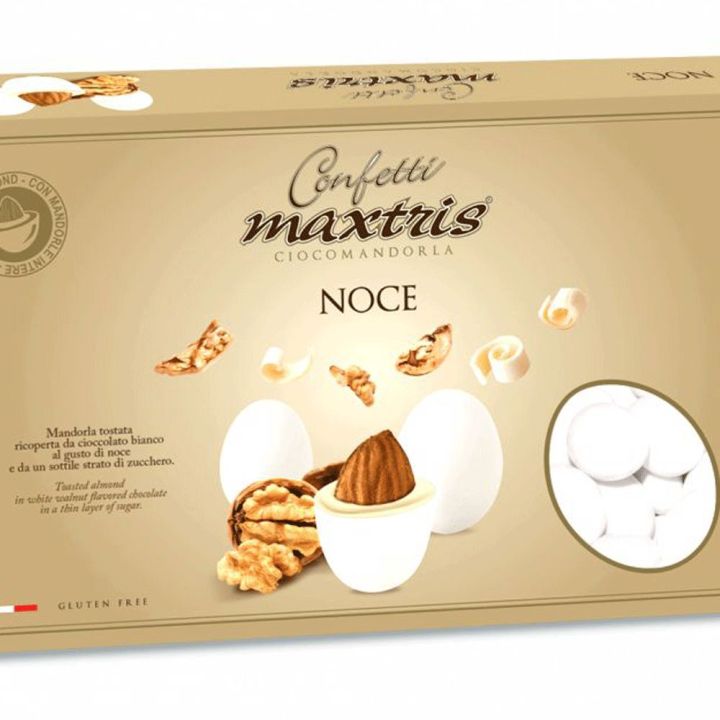 Walnut-flavored chocolate dragees