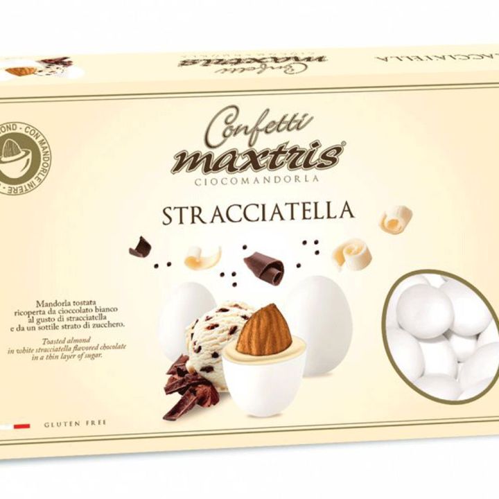 Chocolate and vanilla sugared almonds, stracciatella