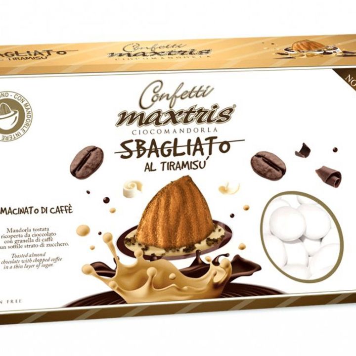 Chocolate and mascarpone flavored tiramisu sugared almond