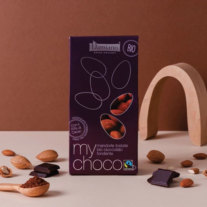 Toasted almonds covered with dark chocolate 100 g - BIO