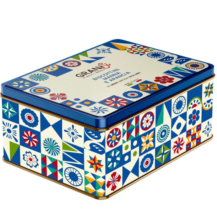 Manna and Orange biscuits in Tumminello decorated tin