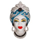 Head of Moro Blue Sicilian Ceramics of Caltagirone