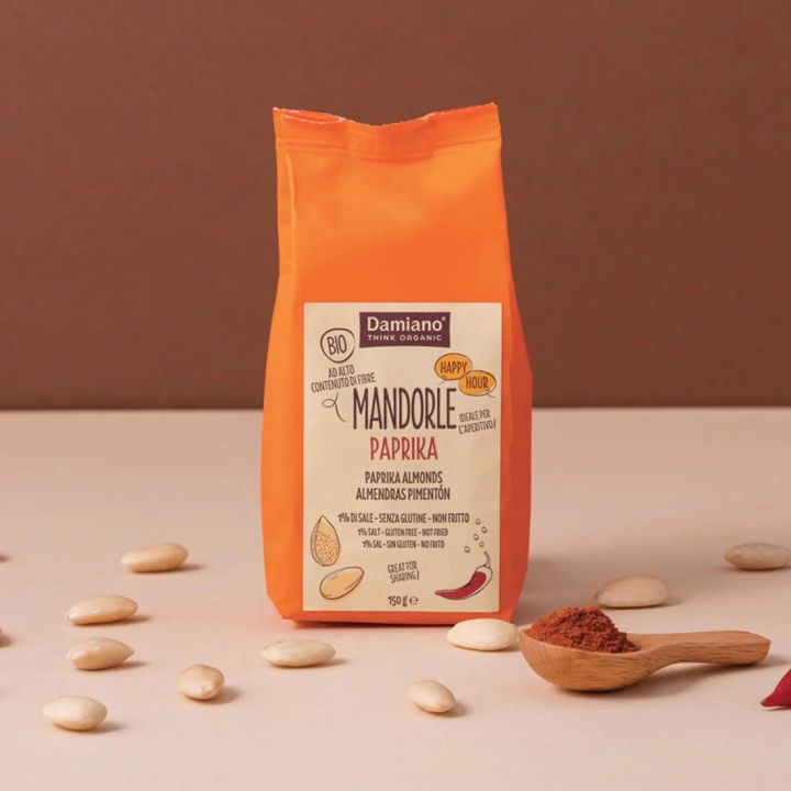 Toasted Peeled Almonds with Paprika - Damiano Organic