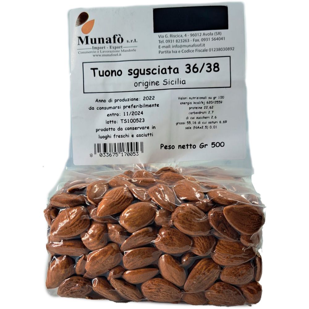 Mandorle siciliane sgusciate da 500 gr