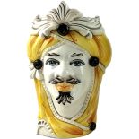 Teste di Moro decoro Giallo da 30 cm - Ceramica Siciliana di Caltagirone