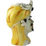 Teste di Moro decoro Giallo da 30 cm - Ceramica Siciliana di Caltagirone