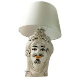 Testa di Moro Uomo Bianca 30 cm con Lume - Ceramiche di Caltagirone