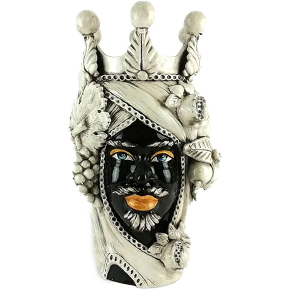 Testa di Moro Uomo Bianco Antichizzato da 45 cm - Ceramiche di Caltagirone