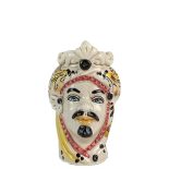 Teste di Moro Bianca da 13 cm Arancione - Ceramica Siciliana di Caltagirone