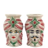 Teste di Moro 12 cm Bordeaux con Diadema - Ceramica Siciliana di Caltagirone
