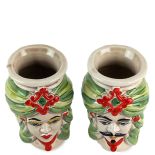 Teste di Moro da 13 cm con Coclea Verde e Diadema Rosso in Ceramica