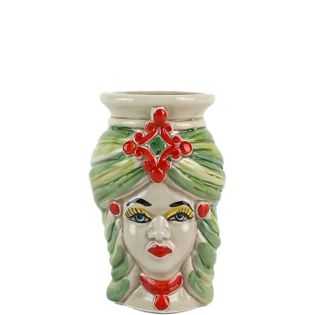 13 cm Moro Heads with Green Auger and Red Ceramic Tiara
