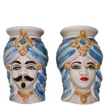 Testa di Moro Coclea Line with blue gold reflections - Caltagirone ceramic