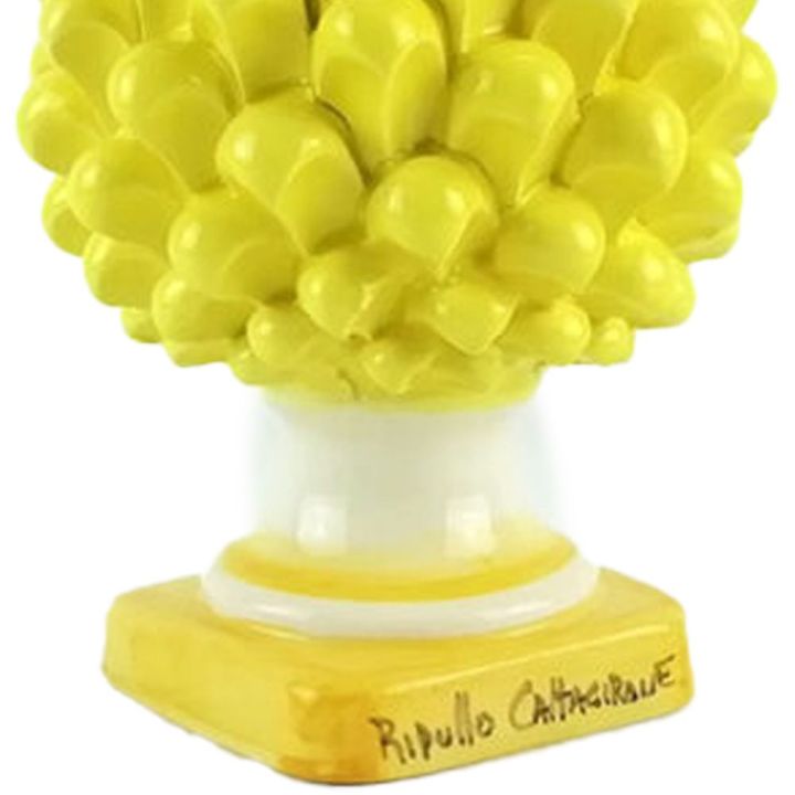 Yellow pine cone of 20 cm in Caltagirone ceramic handmade by local artisans