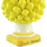 Yellow pine cone of 20 cm in Caltagirone ceramic handmade by local artisans