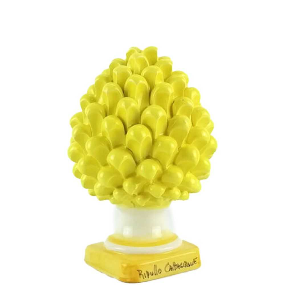 Yellow pine cone of 20 cm in Caltagirone ceramic handmade by local artisans Yellow pine cone of 20 cm in Caltagirone ceramic handmade by local artisans