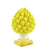 Yellow pine cone of 20 cm in Caltagirone ceramic handmade by local artisans