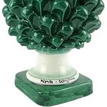 20cm Green Pine Cone handmade in Sicilian Ceramics from Caltagirone