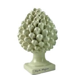 White pine cone of 25 cm in Caltagirone ceramic handmade by local artisans