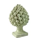 White pine cone of 25 cm in Caltagirone ceramic handmade by local artisans