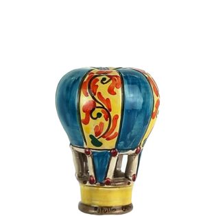 Hand-decorated hot air balloon in original Caltagirone ceramic - Height: 10 cm