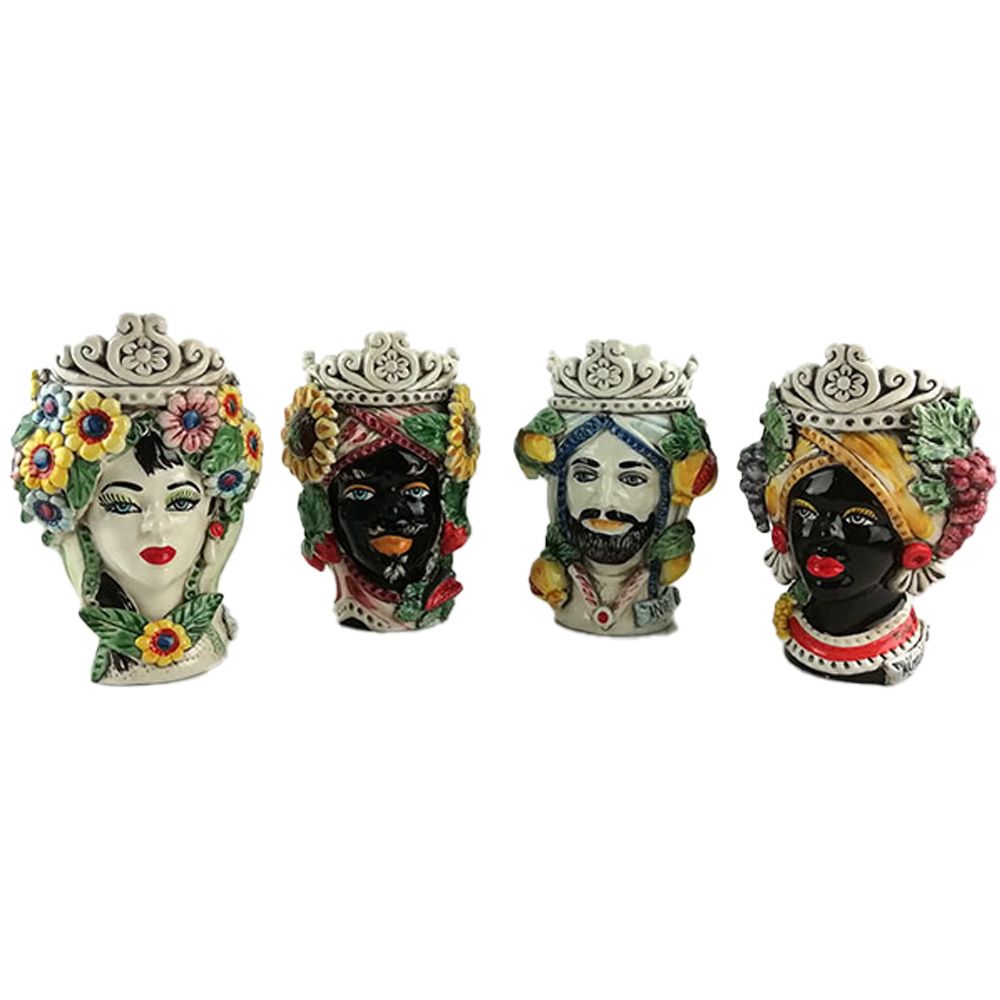 Testa di Moro Serie Quattro stagioni da 20 cm in Ceramica di Caltagirone