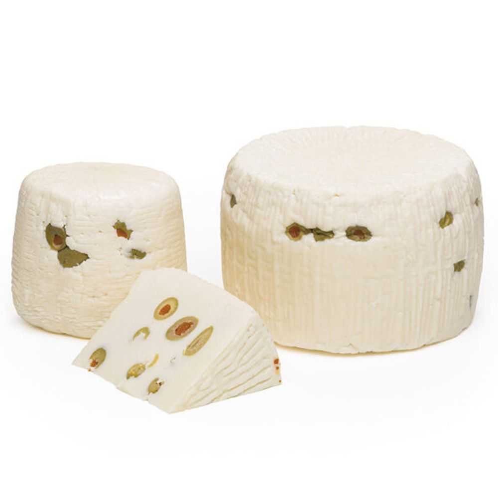 Primo Sale cheese with olives with green olives stuffed inside