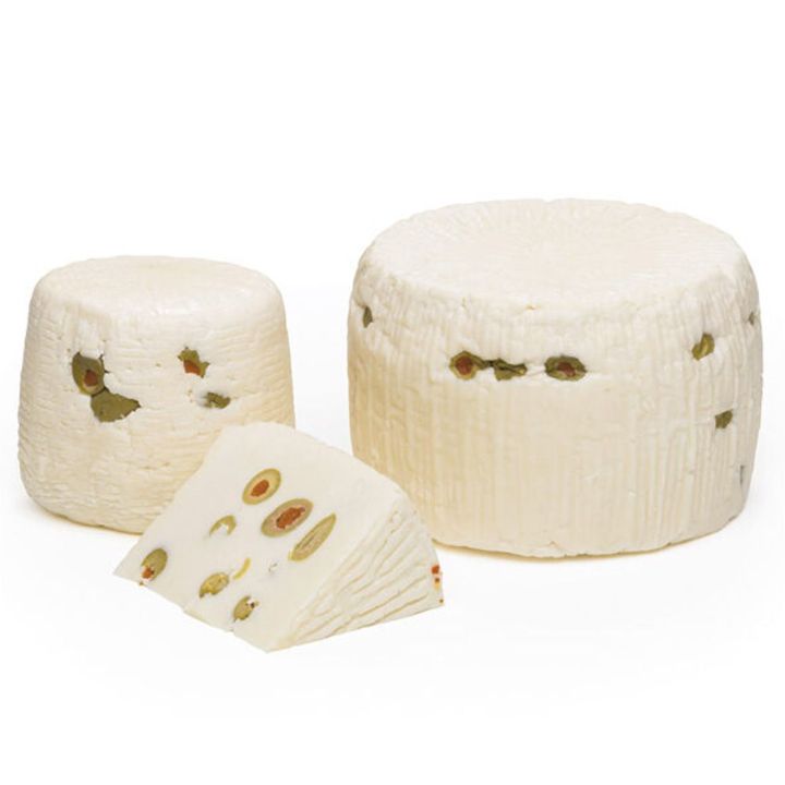 Primo Sale cheese with olives with green olives stuffed inside