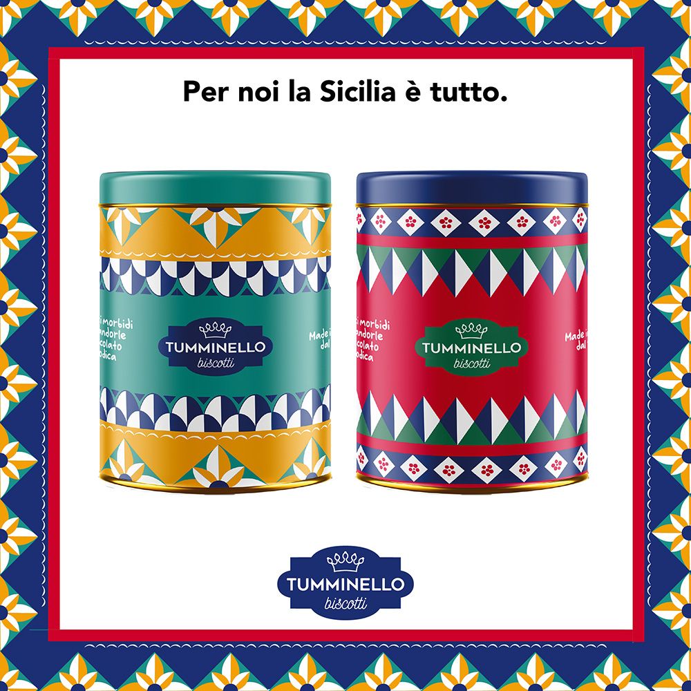 Soft Sicilian Cantucci, Tumminello biscuits in Limited Edition decorated tin