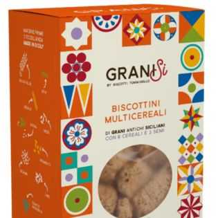 Artisanal Tumminello Multicereali biscuits, made with a mix of seeds and cereals