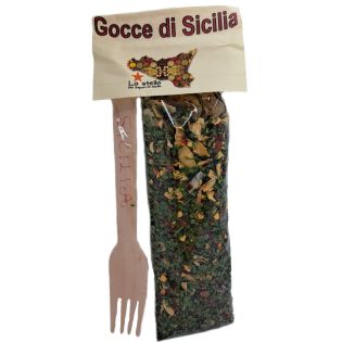 Gocce di Sicilia Pasta Condiment with Wooden Fork - Seasoning for pasta