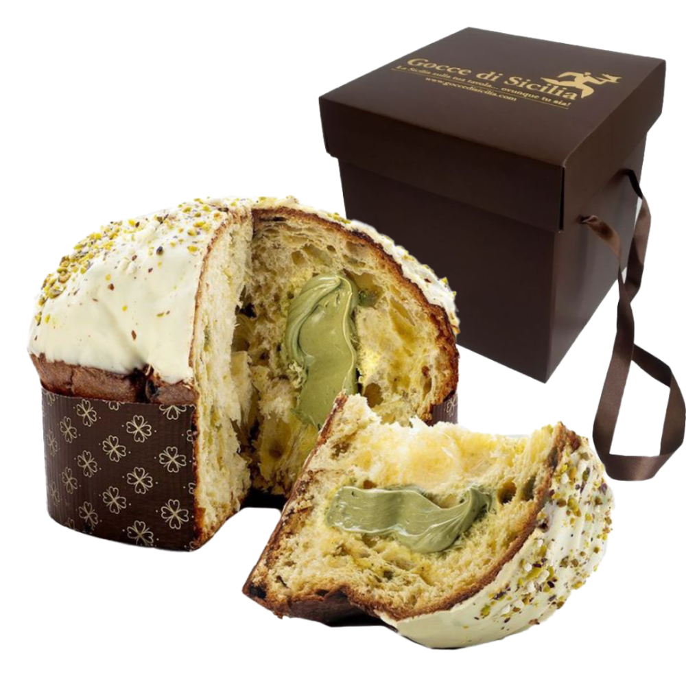 Panettone Gocce di Sicilia con pasta di Pistacchio da 750 grammi