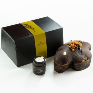 Colomba al Cioccolato di Modica con Arance Candite e Foglie d'Oro da 18 Carati - Bonfissuto Pasticceria Siciliana