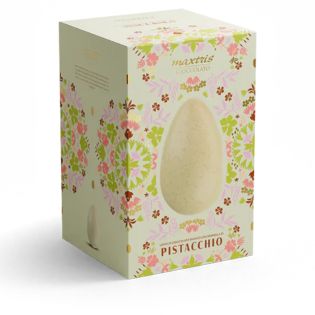 White Chocolate Easter Egg with a layer of Pistachio Crumbs