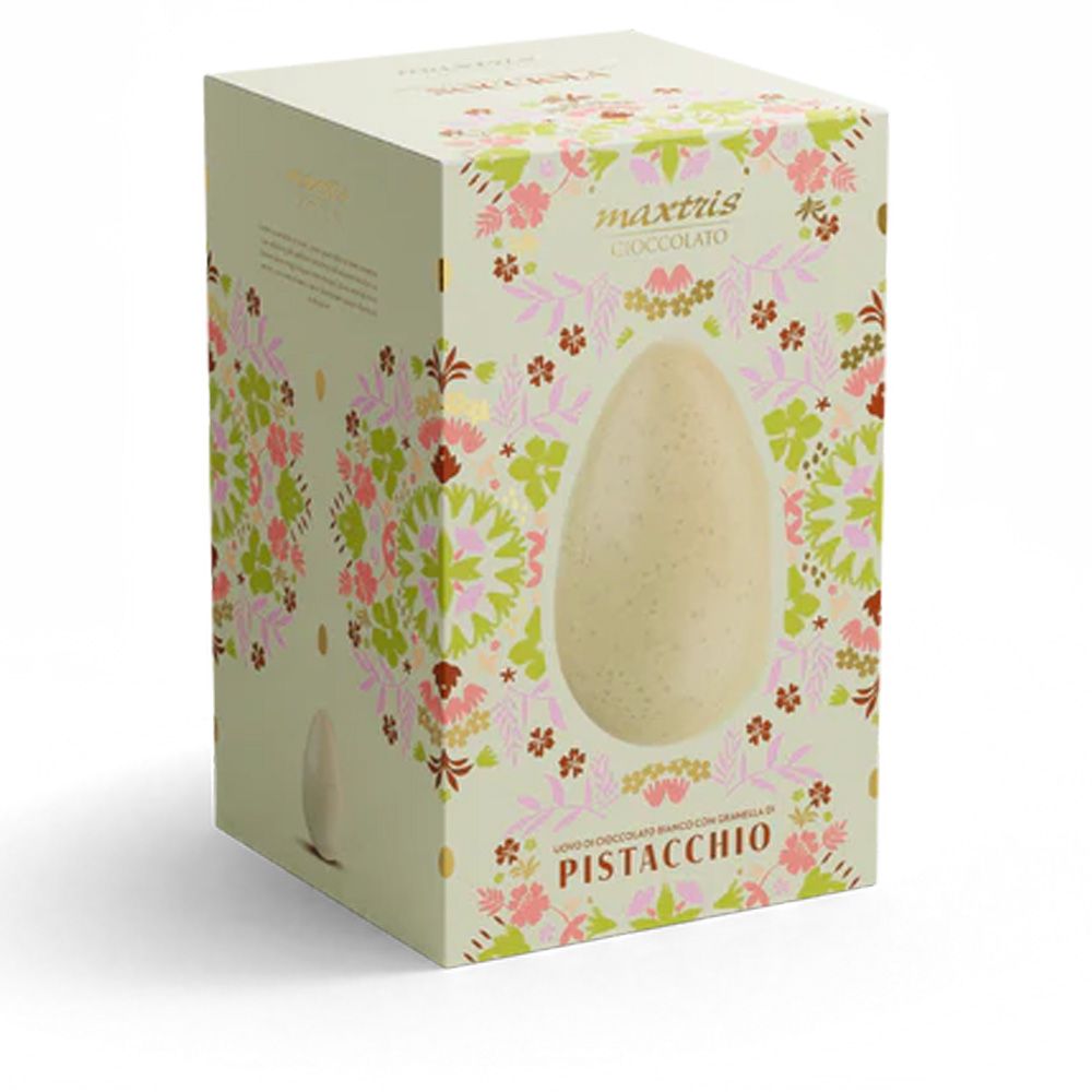 White Chocolate Easter Egg with a layer of Pistachio Crumbs