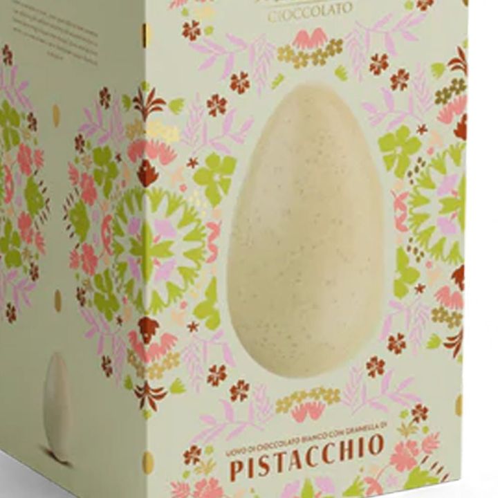 White Chocolate Easter Egg with a layer of Pistachio Crumbs
