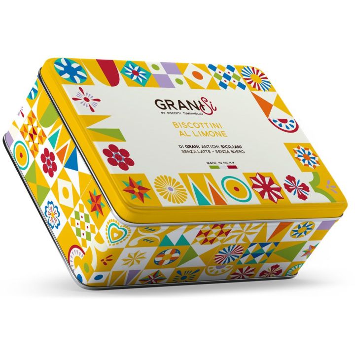 Tin decorated with Tumminello lemon biscuits