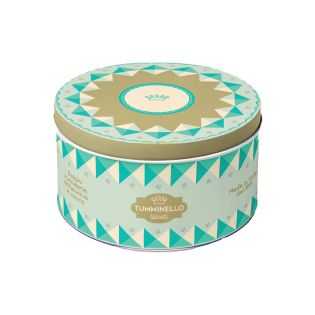 Small tin decorated with Tumminello artisan biscuits