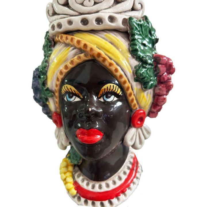 Dark Brown Woman Queen Autumn Four Seasons series - Caltagirone ceramic