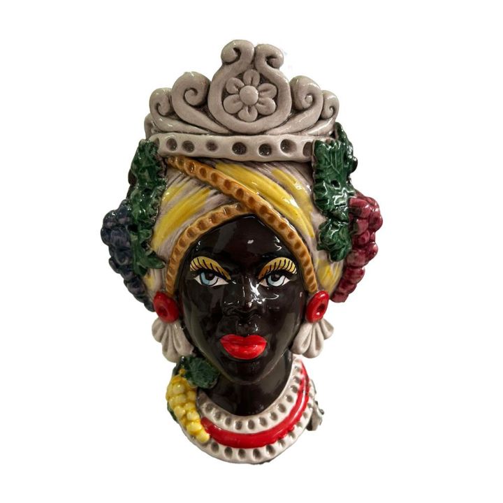 Dark Brown Woman Queen Autumn Four Seasons series - Caltagirone ceramic
