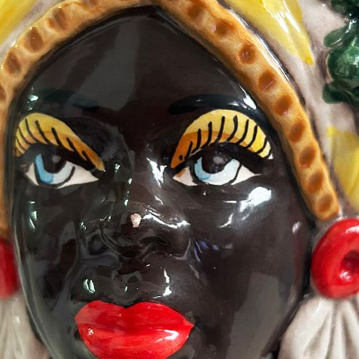 Dark Brown Woman Queen Autumn Four Seasons series - Caltagirone ceramic