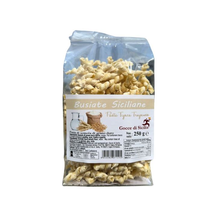 Typical Trapani busiate in 250 gram packs