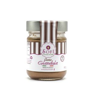 Gianduia chocolate sweet spreadable cream in a 190 gram jar