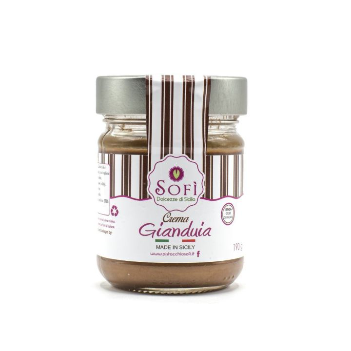 Gianduia chocolate sweet spreadable cream in a 190 gram jar