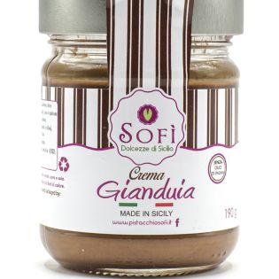 Gianduia chocolate sweet spreadable cream in a 190 gram jar