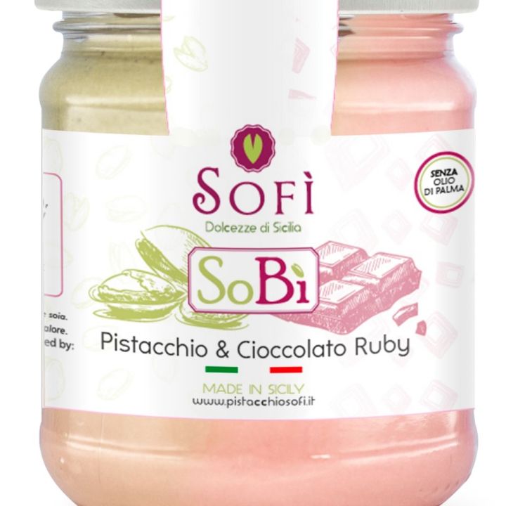 Crema dolce spalmabile al Pistacchio con Cioccolato Ruby