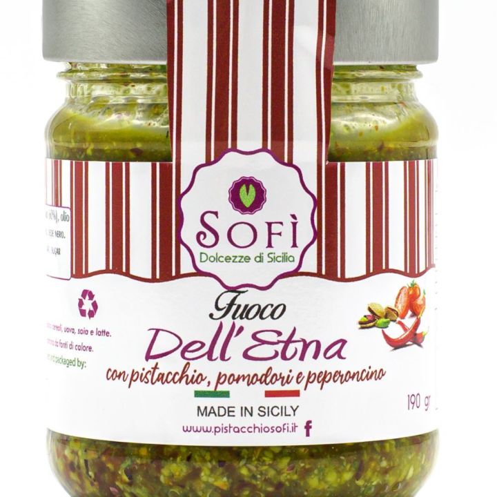 Pesto Fuoco dell'Etna di Sofi, con pistacchi, peperoncino e pomodori secchi