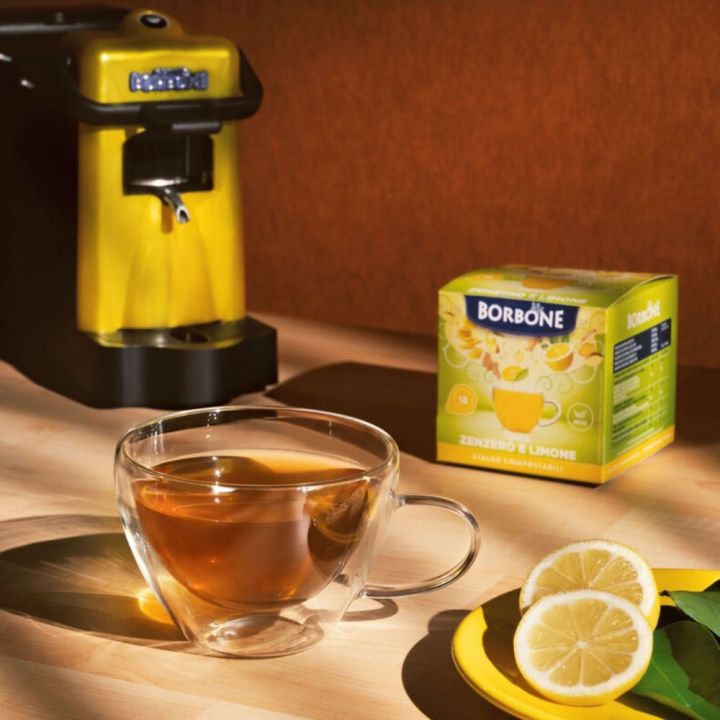 Ginger herbal tea with lemon in pods - Borbone Compostable Pods