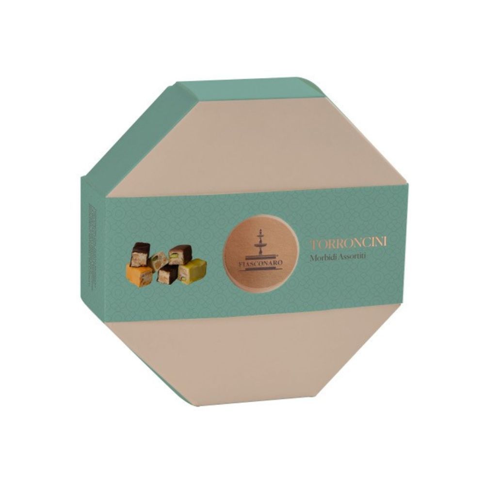 Octagonal box of 250 g of soft Fiasconaro Torroncini